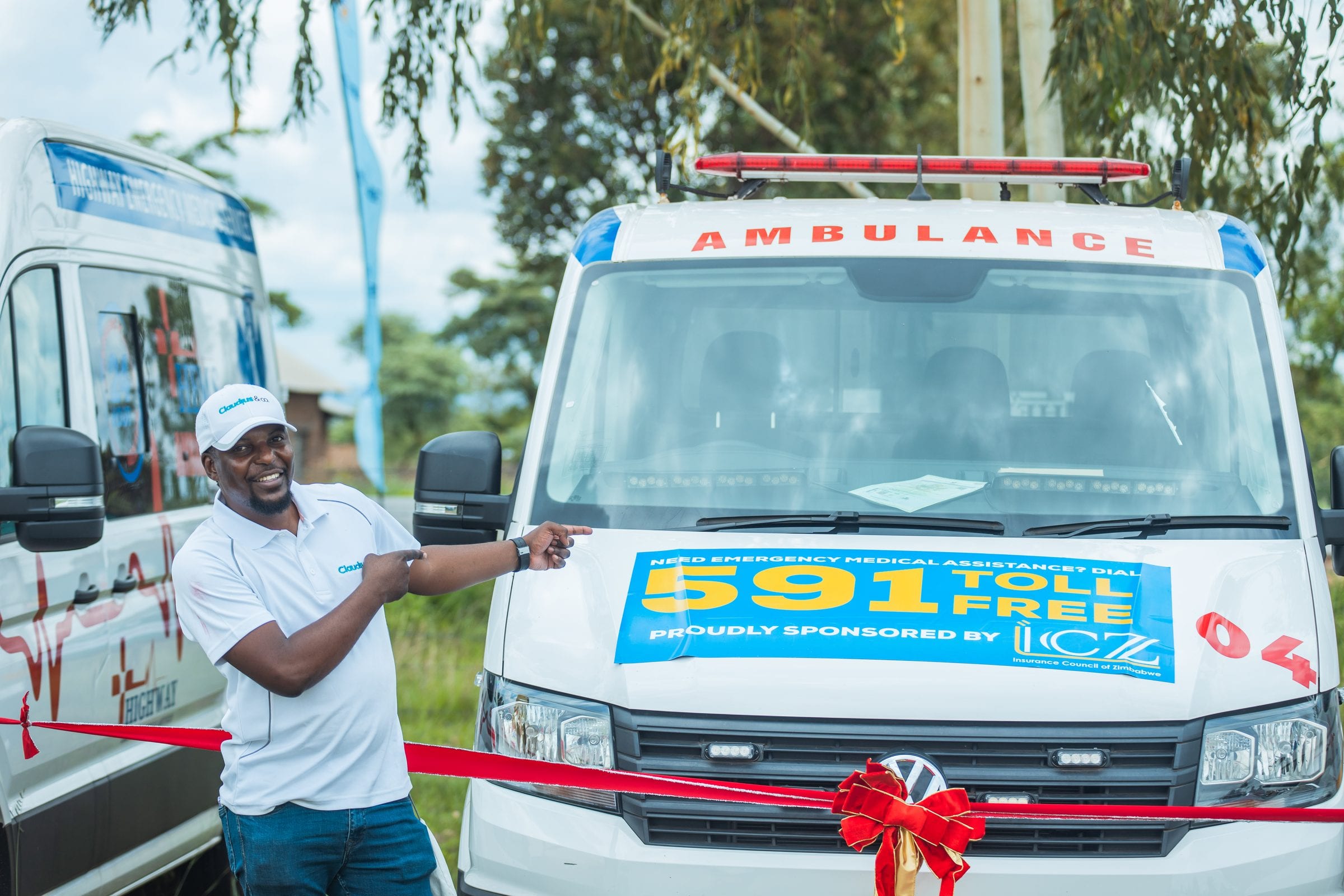 A 591-branded emergency ambulance being handed over