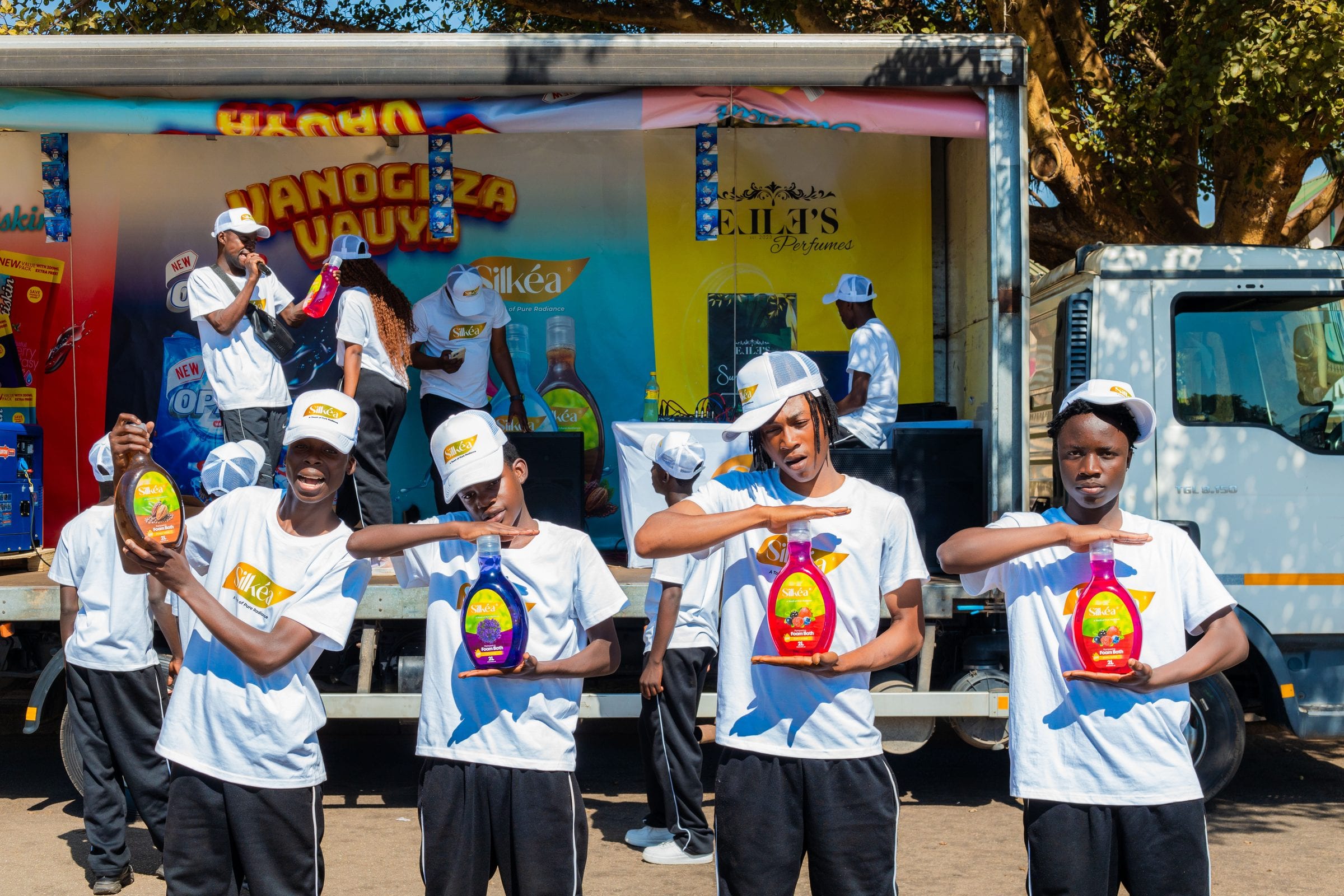 Promoters presenting the consumer brand range at a roadshow