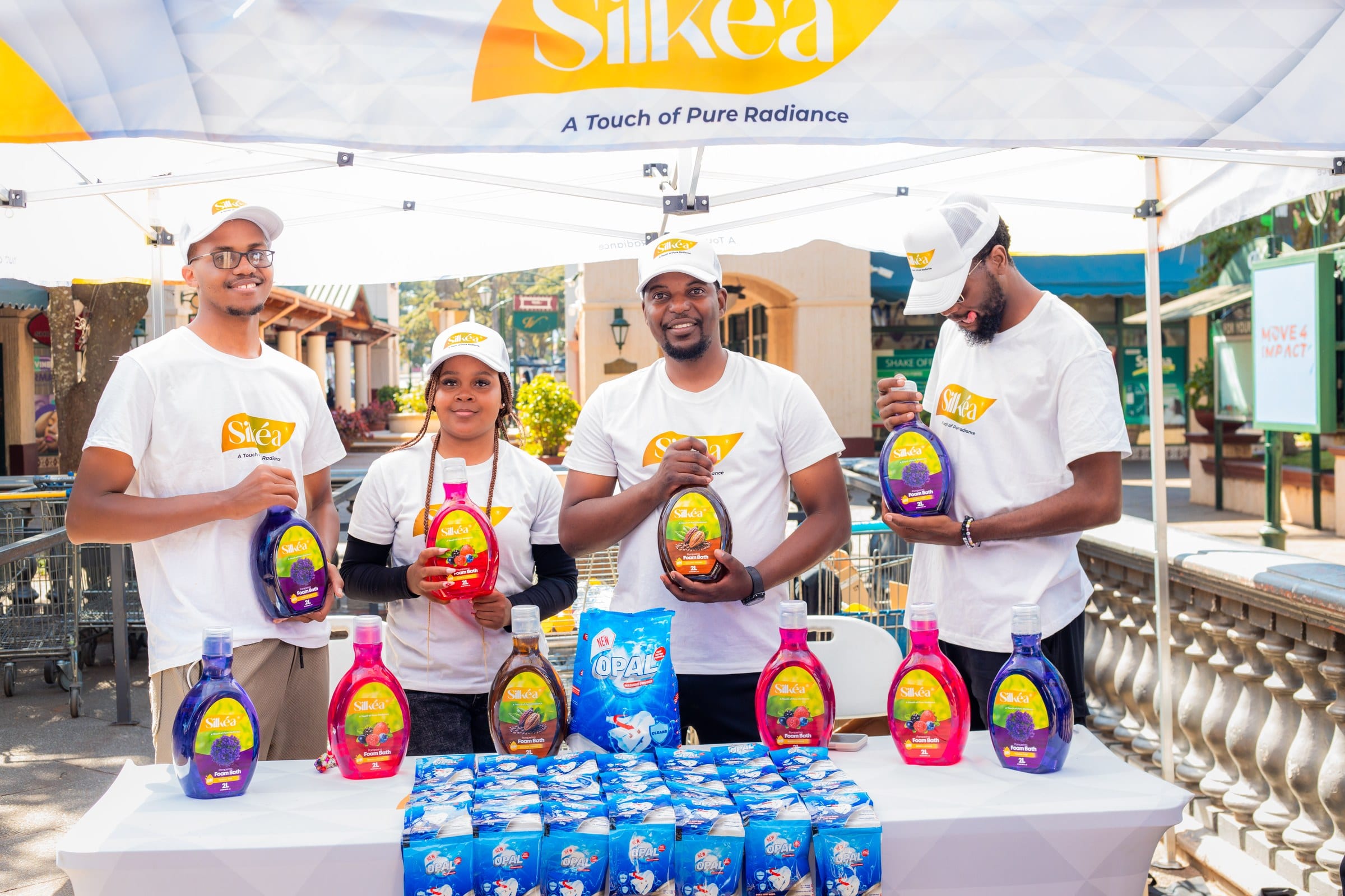 The Silkéa sampling gazebo with the full product range on display